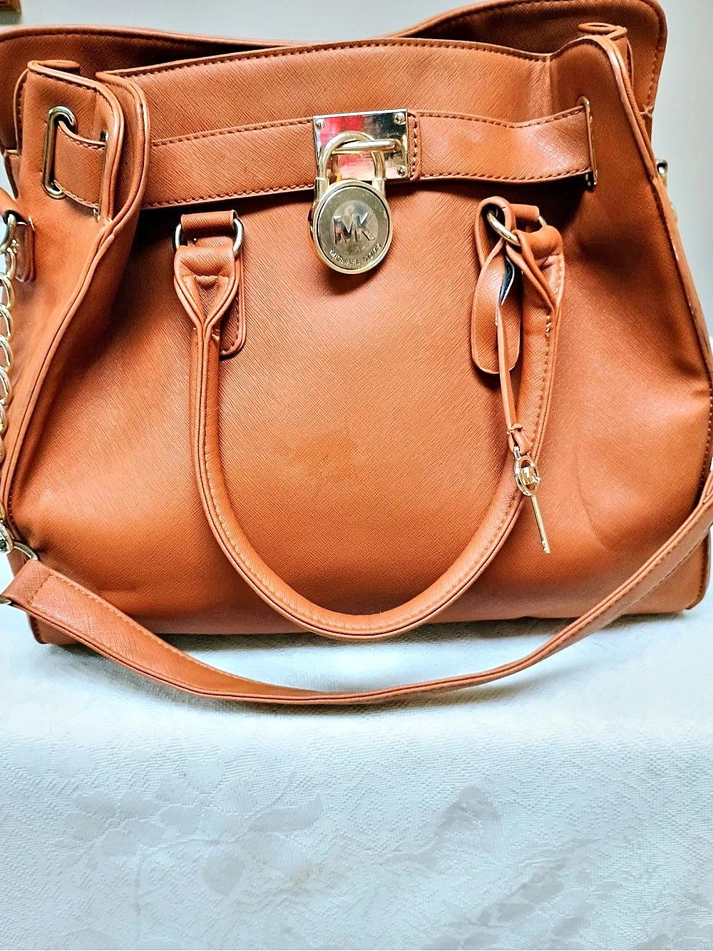 Michael Kors Hamilton Large Saffiano Leather Satchel Brown
